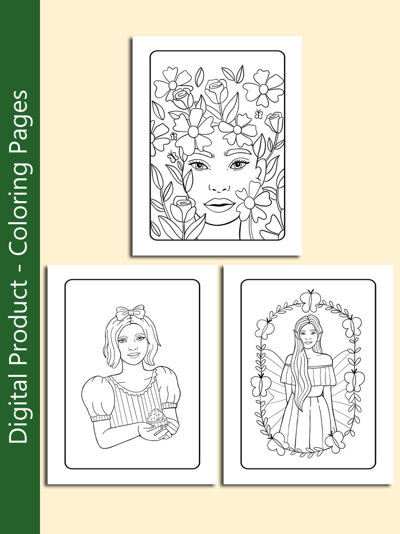 Digital Girls Coloring Pages - 5 Pages
