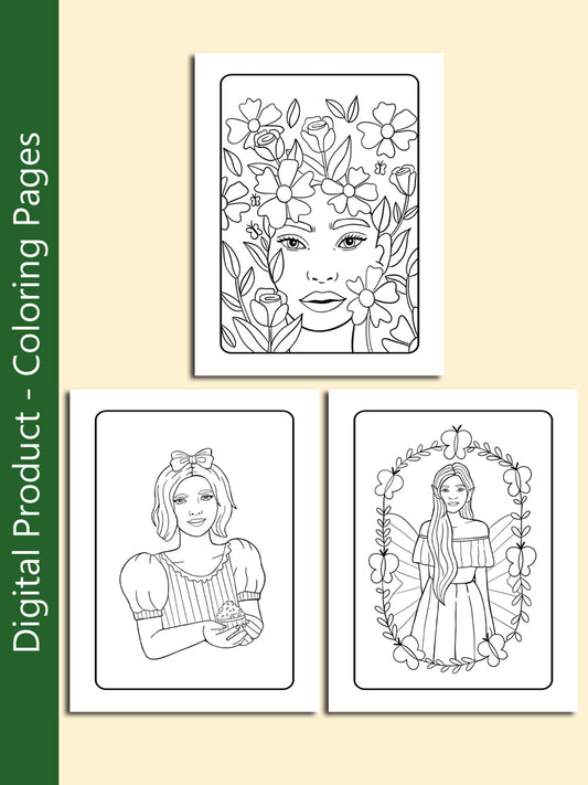 Digital Girls Coloring Pages - 5 Pages