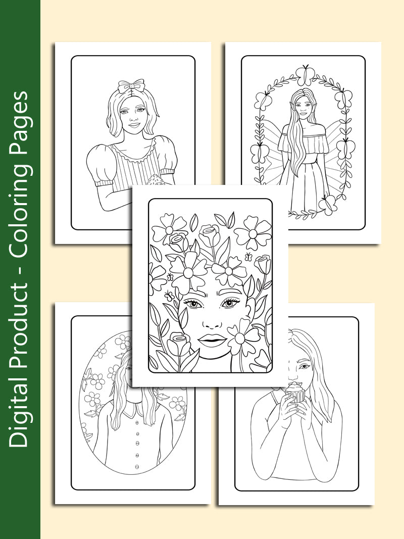 Digital Girls Coloring Pages - 5 Pages
