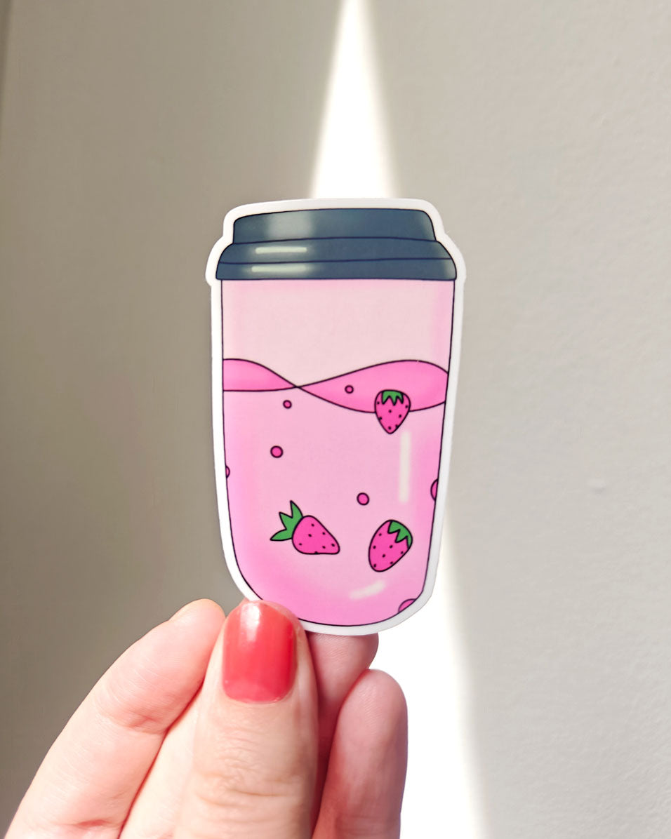 Strawberry Milk Drink Vinyl Sticker