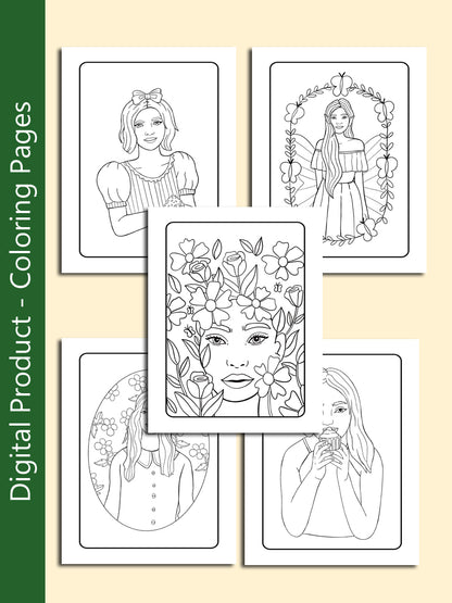 Digital Girls Coloring Pages - 5 Pages