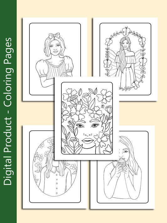Digital Girls Coloring Pages - 5 Pages