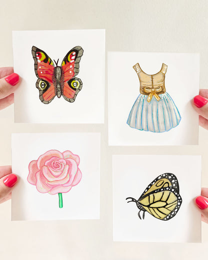 Fantasy Mini Prints - Butterfly, Ballet Dress, Rose 4x4