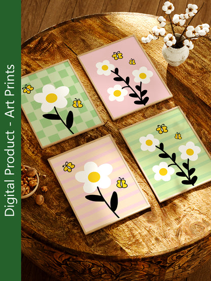 Digital Illustration Modern Flower Set