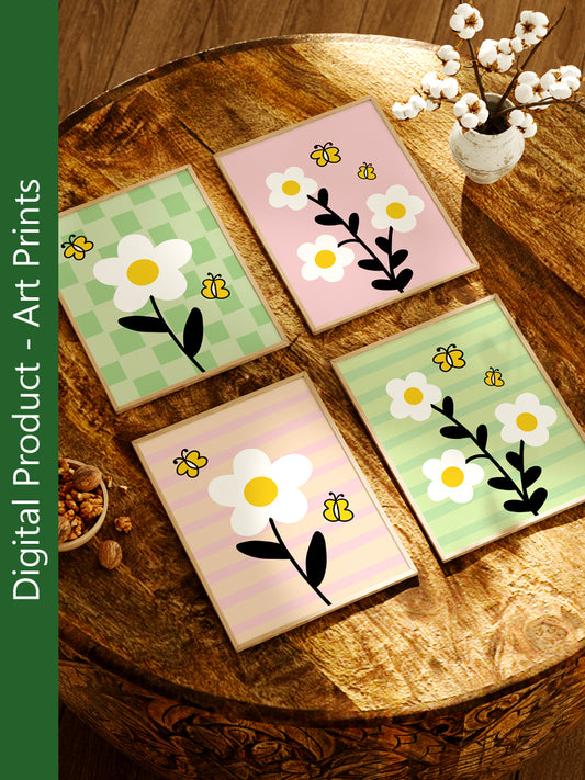 Digital Illustration Modern Flower Set