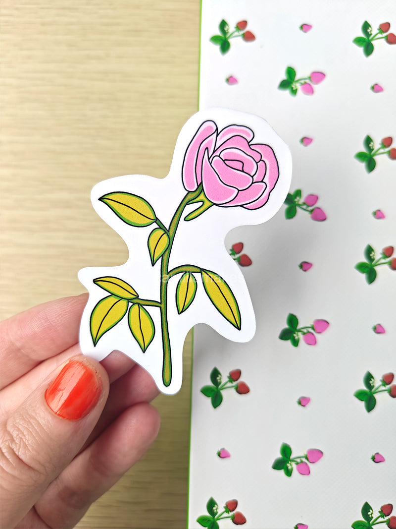 Pink Rose Vinyl Sticker
