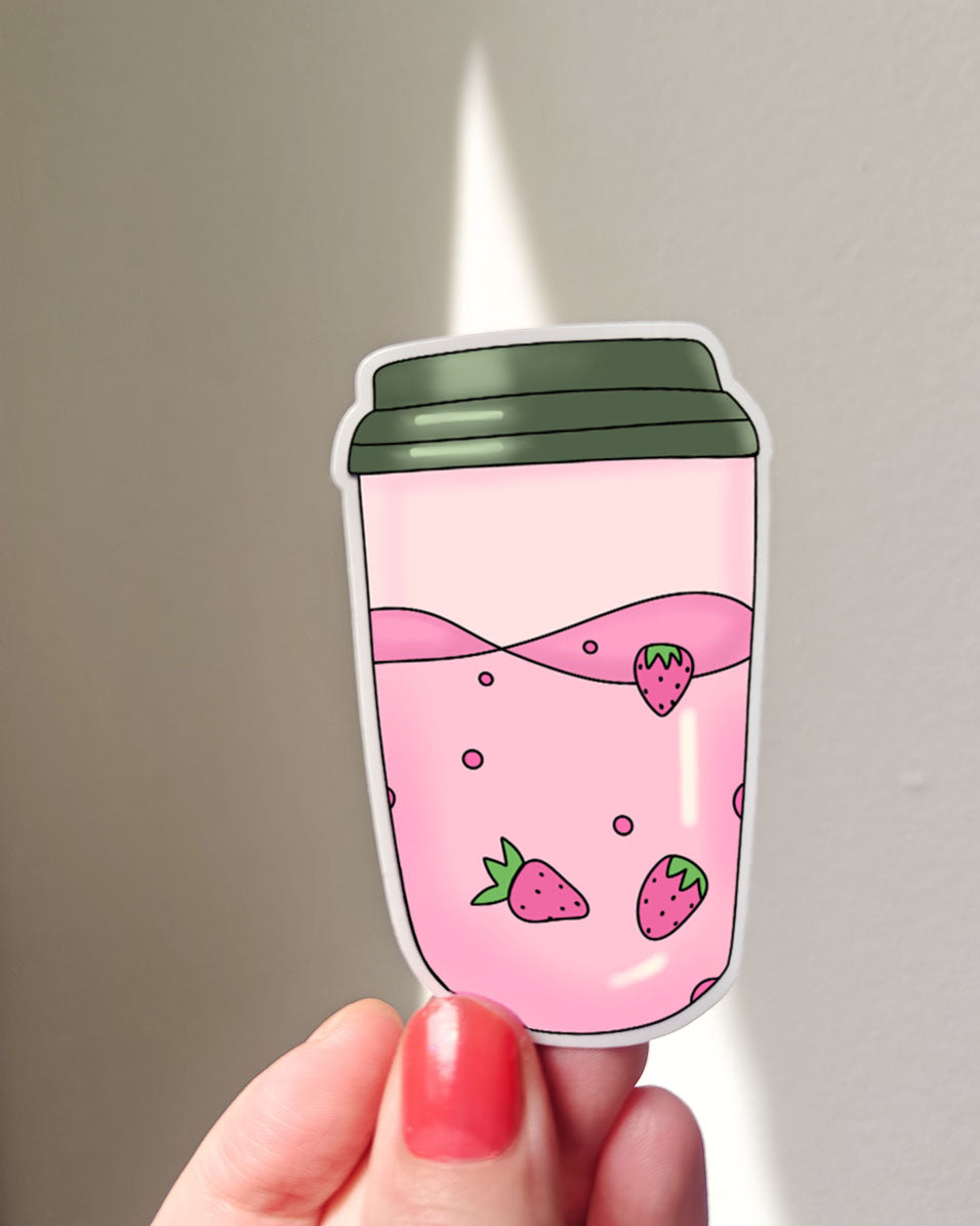 Strawberry Milk Drink Vinyl Sticker